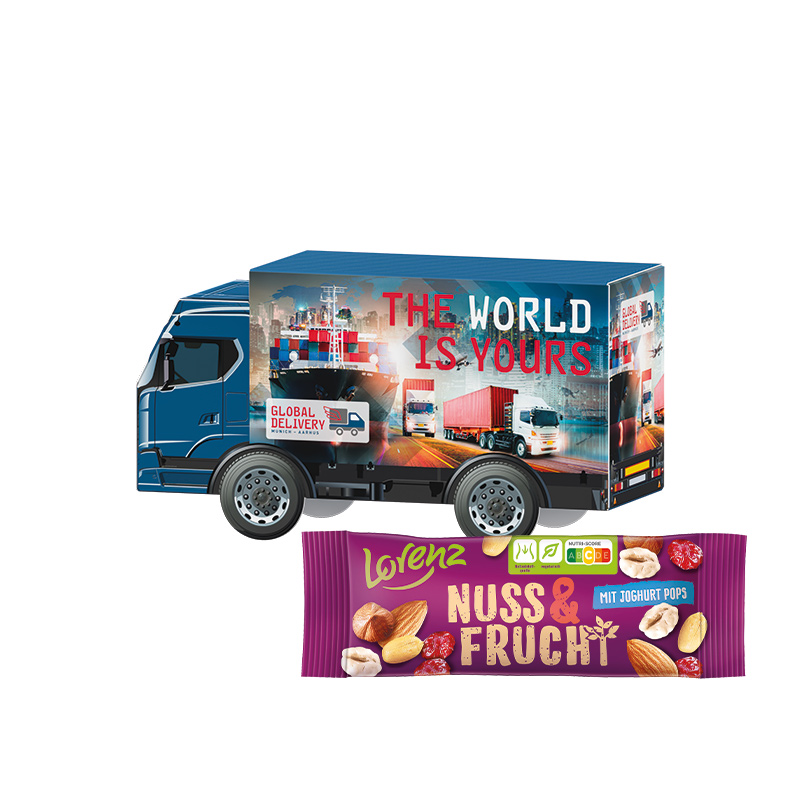 3D-Präsent LKW, Lorenz Nuss + Frucht