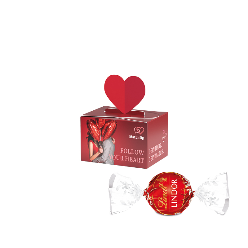 Geschenkbox Mini Herz, Lindt LINDOR Milchkugeln