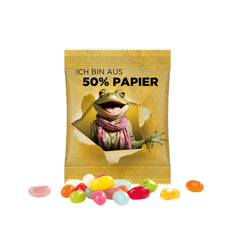 Minitüte, 10 g, Folie mit ca. 50% Papieranteil, weiß, Jelly Beans